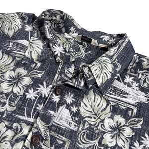 Paradise Bay Aloha Mens Shirt Sz 3XL Black Floral Tropical Resort Reverse Print